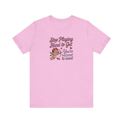 Stop Playing Hard to Get — Retro Cupid Tee (Light)