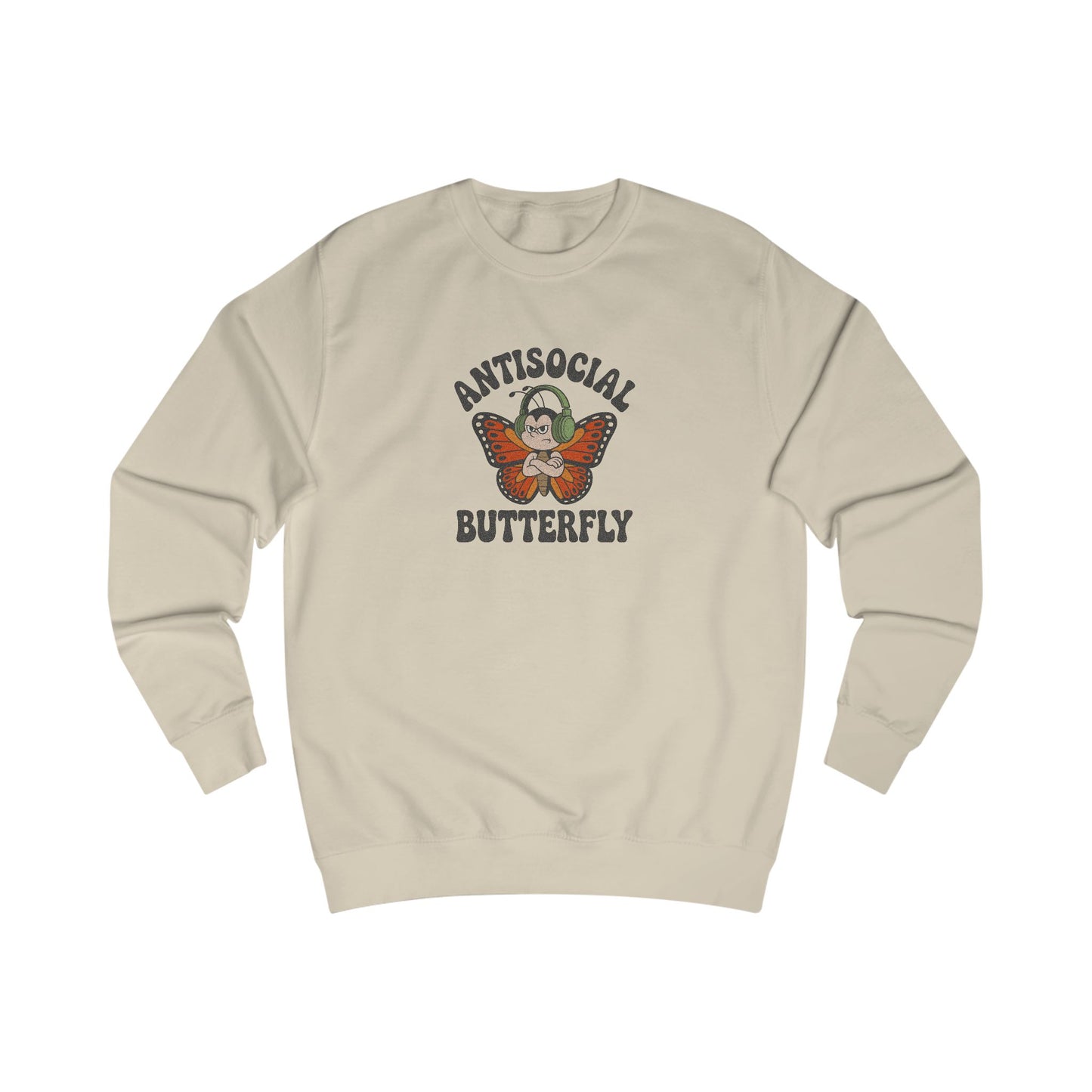 Antisocial Butterfly (Male) — Retro Workout Sweatshirt (Light)