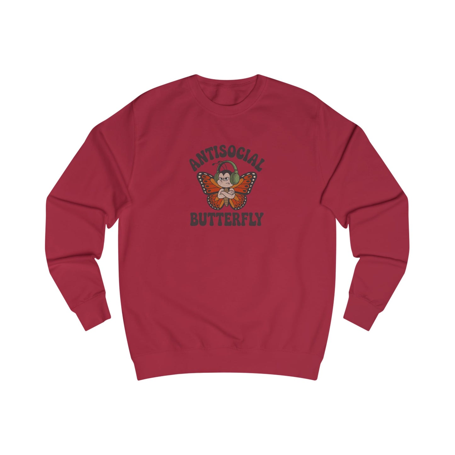 Antisocial Butterfly (Male) — Retro Workout Sweatshirt (Light)