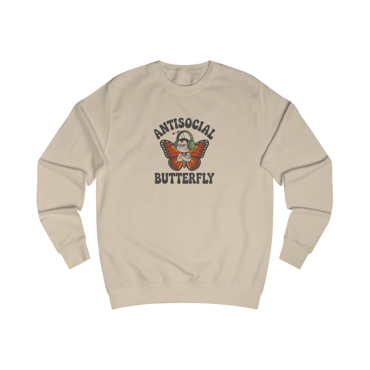 Antisocial Butterfly (Male) — Retro Workout Sweatshirt (Light)