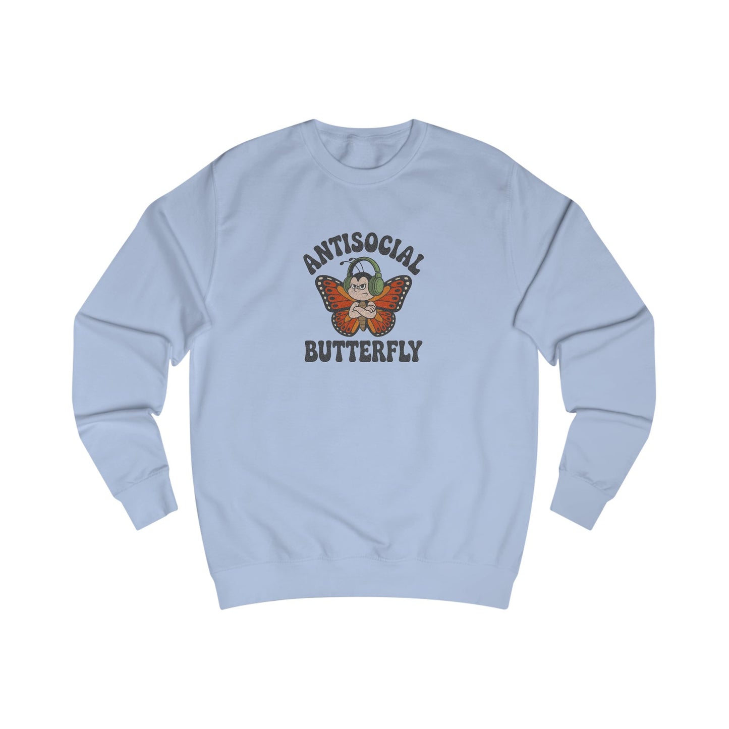 Antisocial Butterfly (Male) — Retro Workout Sweatshirt (Light)