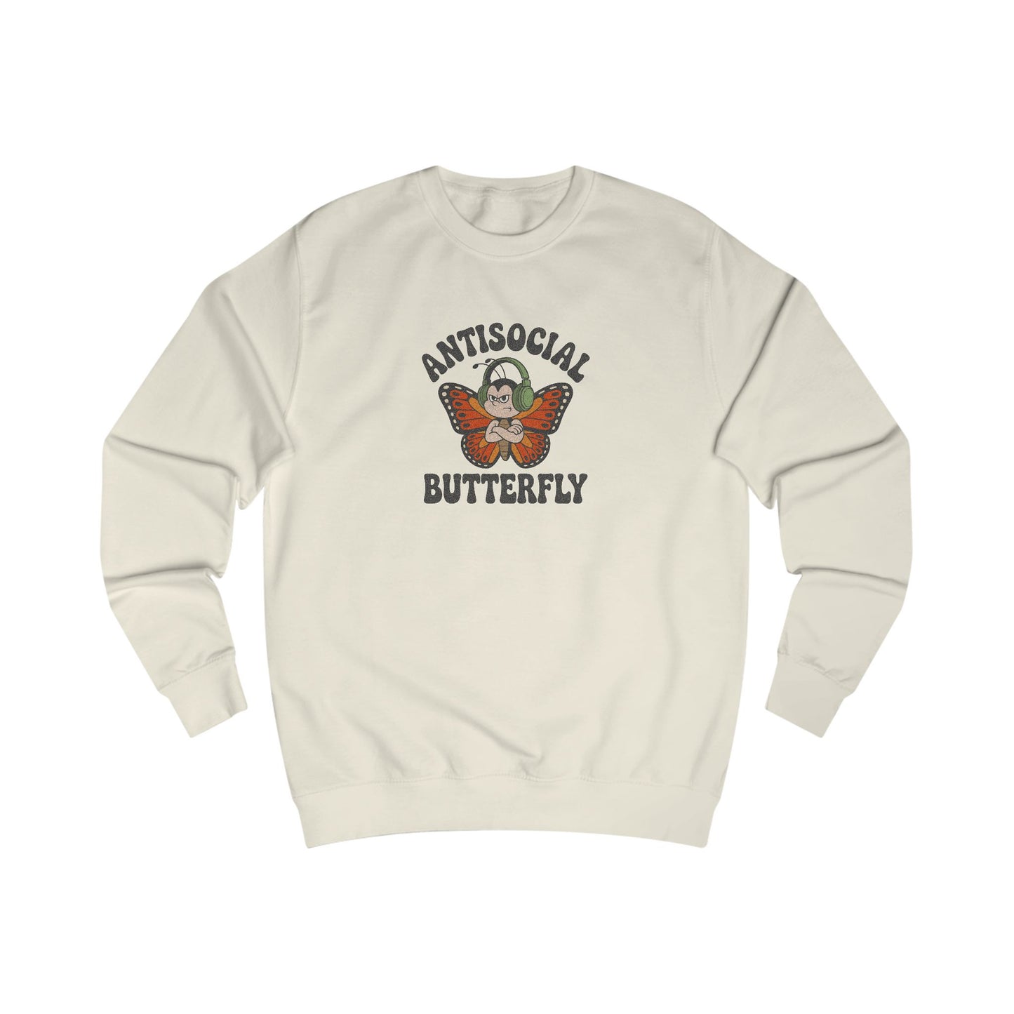 Antisocial Butterfly (Male) — Retro Workout Sweatshirt (Light)