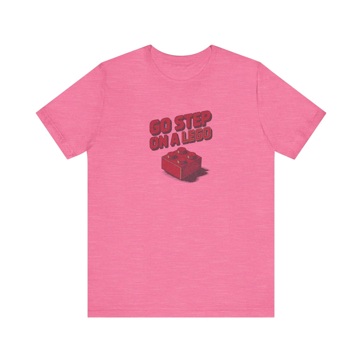 Go Step on a LEGO — Red Plastic Brick Retro Tee (Light)