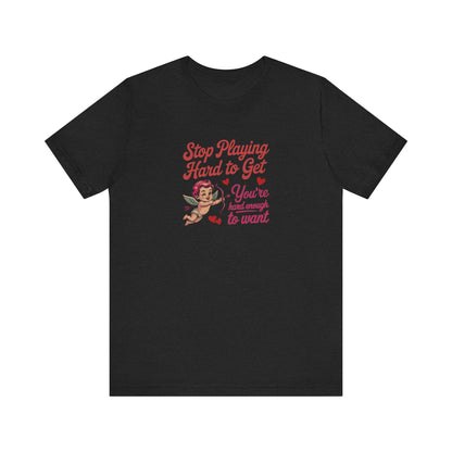 Stop Playing Hard to Get — Retro Cupid Tee (Dark)