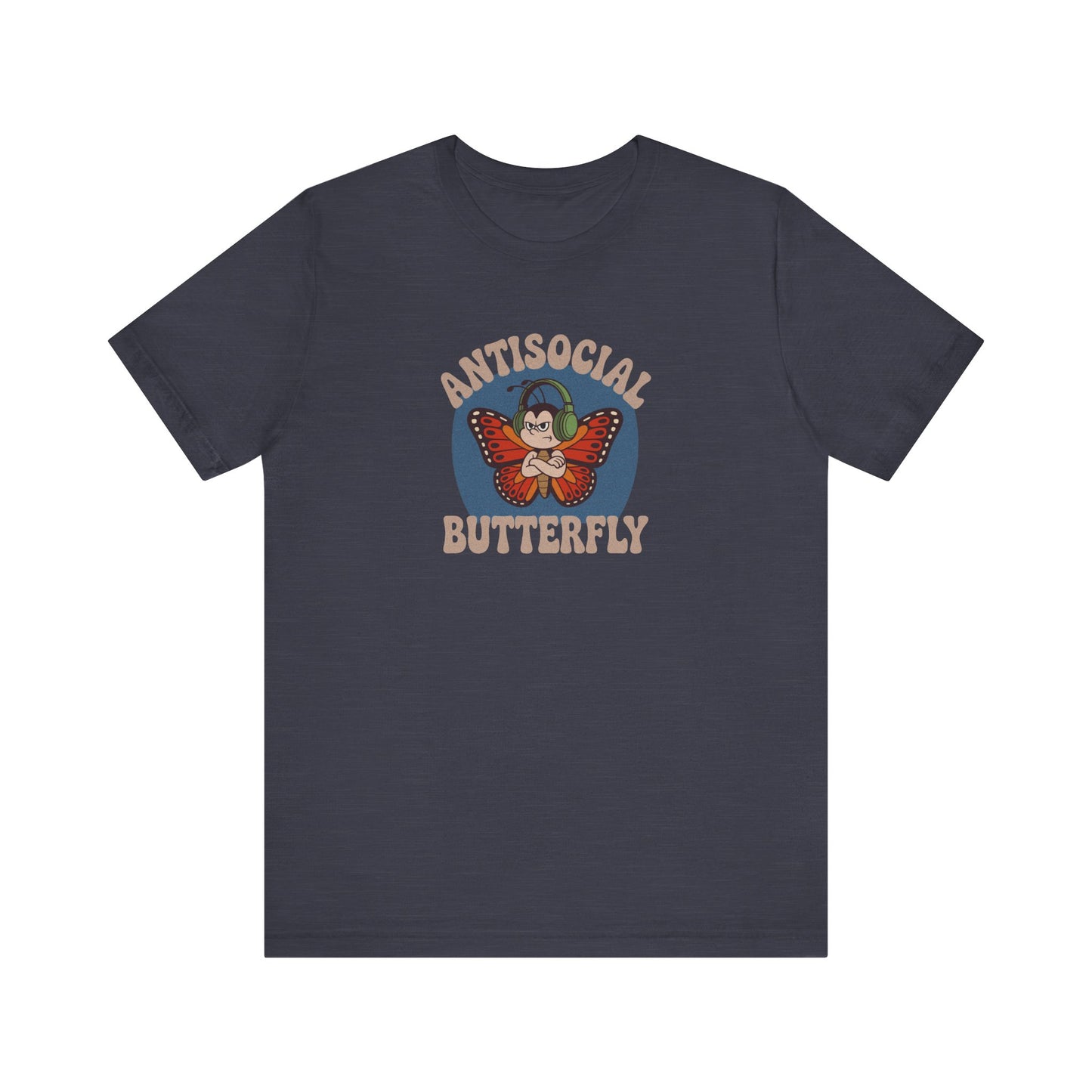 Antisocial Butterfly (Male) — Retro Workout Tee (Dark)