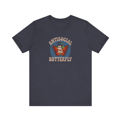 Antisocial Butterfly (Male) — Retro Workout Tee (Dark)