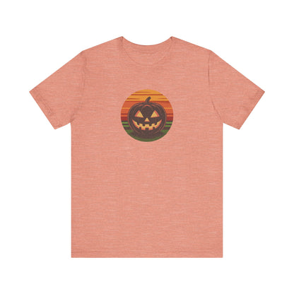 Retro Jack: Glowing Classic — Halloween Sunset Tee (Light)