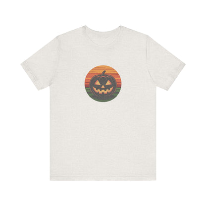 Retro Jack: Glowing Classic — Halloween Sunset Tee (Light)