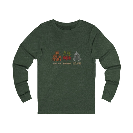 Bears, Beets, Battlestar (Captions) — Retro Long Sleeve (Dark)