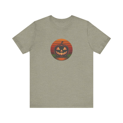 Retro Jack: Bold Grin — Halloween Sunset Tee (Light)