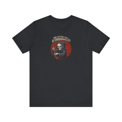 One Scythe Fits All — Grim Reaper Retro Tee (Dark)