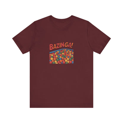 Bazinga! Ball Pit — Big Bang Theory Retro Tee (Dark)