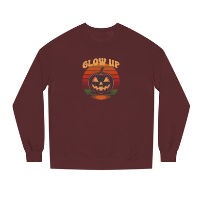 Halloween Glow Up Pumpkin — Retro Autumn Sunset Sweatshirt (Dark)