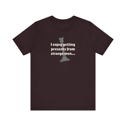 I Enjoy Getting Presents From Strange Men — Clue Retro Tee (Dark)