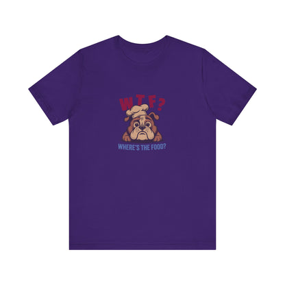 WTF? Where’s the Food? — Bulldog Chef Retro Tee (Dark)