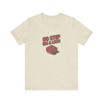 Go Step on a LEGO — Red Plastic Brick Retro Tee (Light)