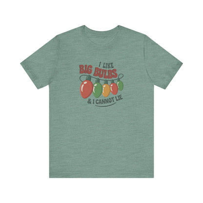I Like Big Bulbs and I Cannot Lie — Christmas Lights Retro Tee (Light)