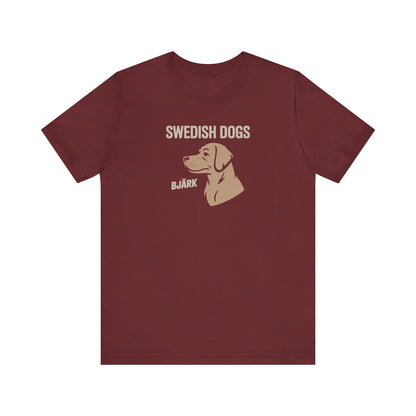 His Bjärk Is Worse Than His Bite – Minimalist Dog Pun Retro Tee (Dark)