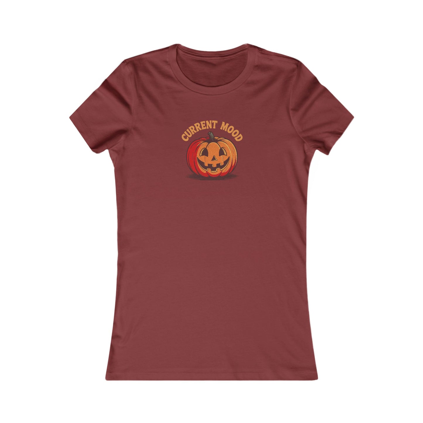 Current Mood (Classic Pumpkin) — Retro Halloween Women's Tee (Dark)