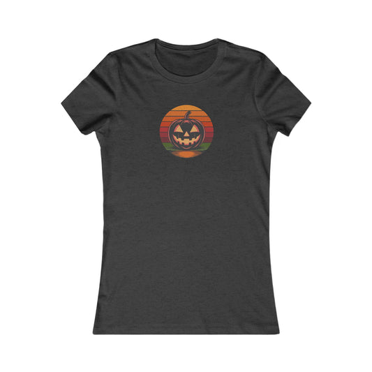 Retro Jack: Bold Grin — Halloween Sunset Women's Tee (Dark)