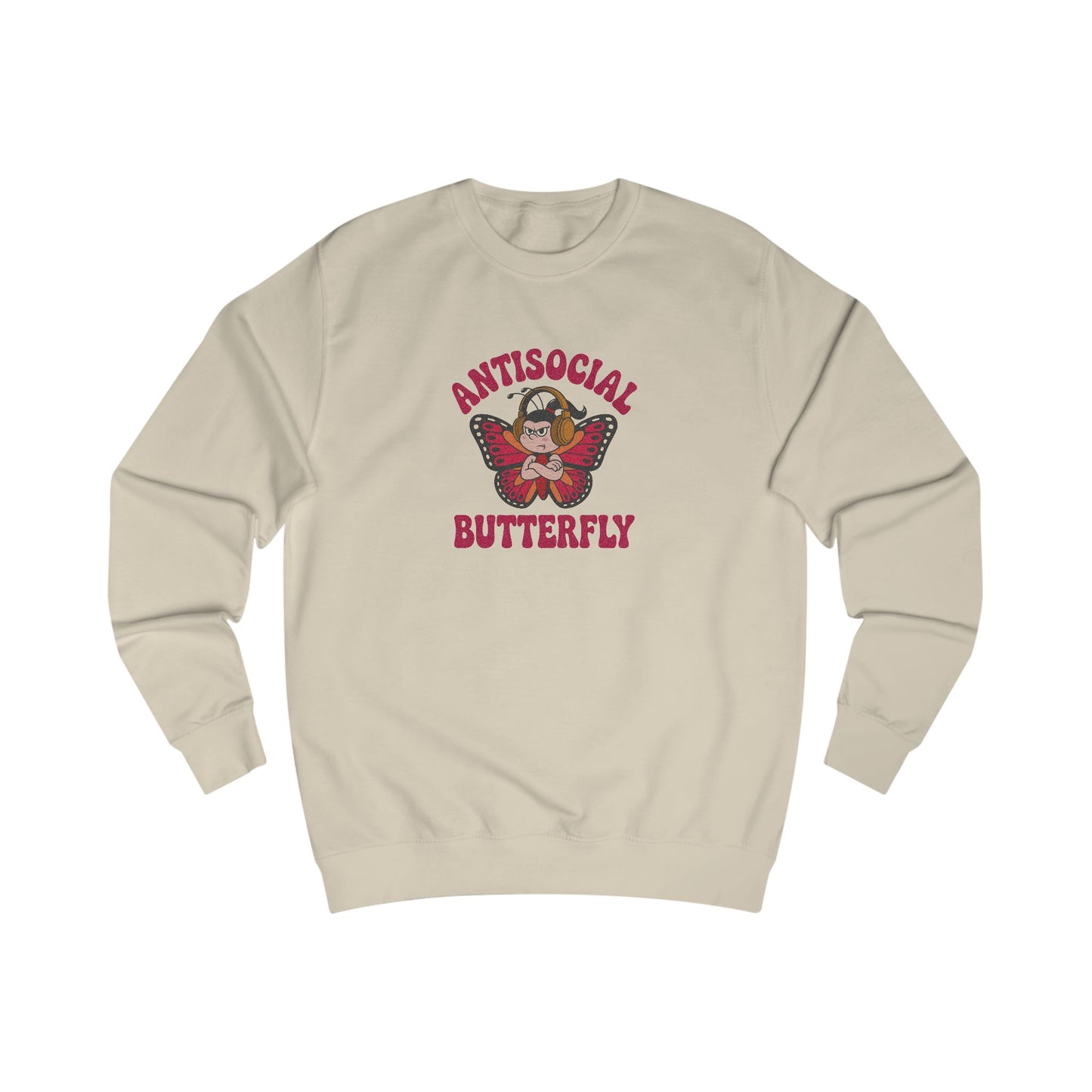Antisocial Butterfly (Female) — Retro Workout Sweatshirt (Light)