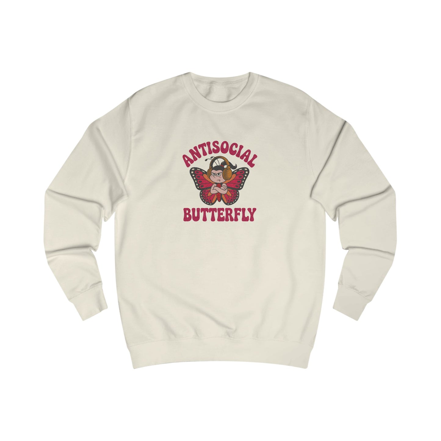 Antisocial Butterfly (Female) — Retro Workout Sweatshirt (Light)