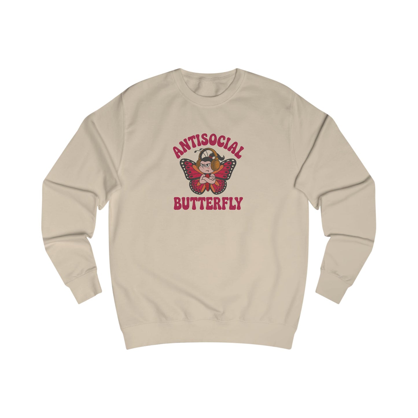 Antisocial Butterfly (Female) — Retro Workout Sweatshirt (Light)