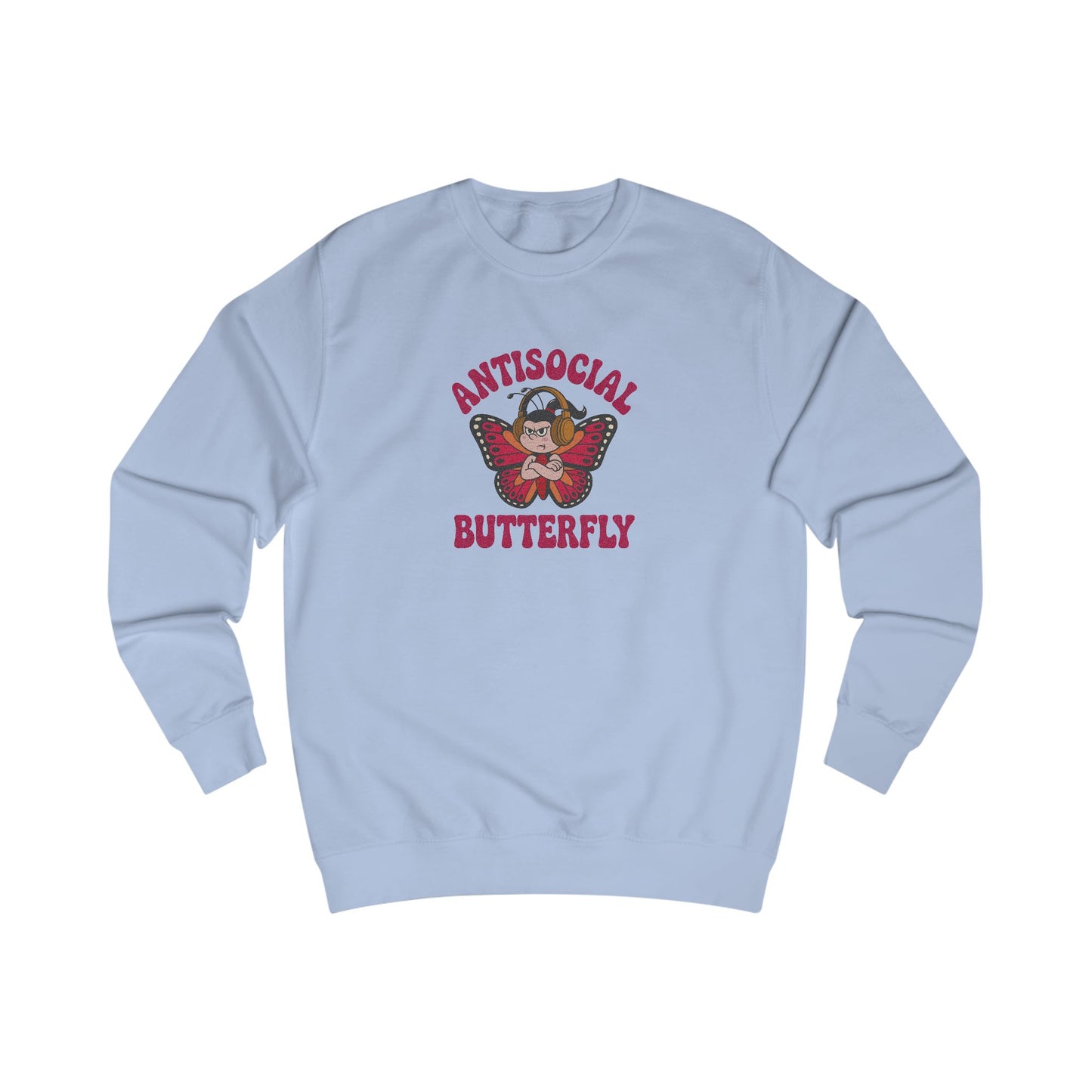 Antisocial Butterfly (Female) — Retro Workout Sweatshirt (Light)