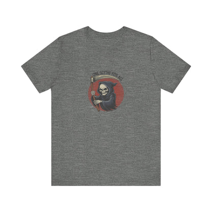 One Scythe Fits All — Grim Reaper Retro Tee (Light)