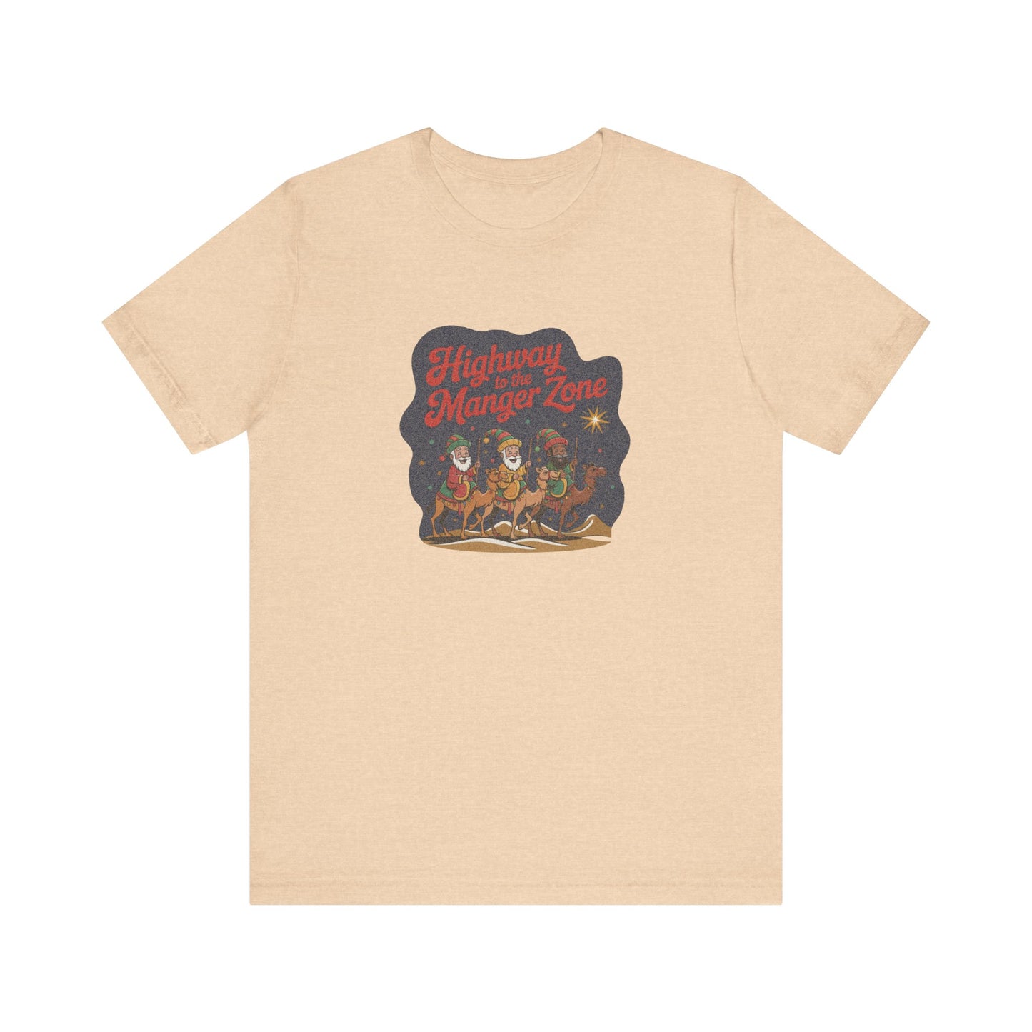 Highway to the Manger Zone — Top Gun-Inspired Christmas Retro Tee (Light)