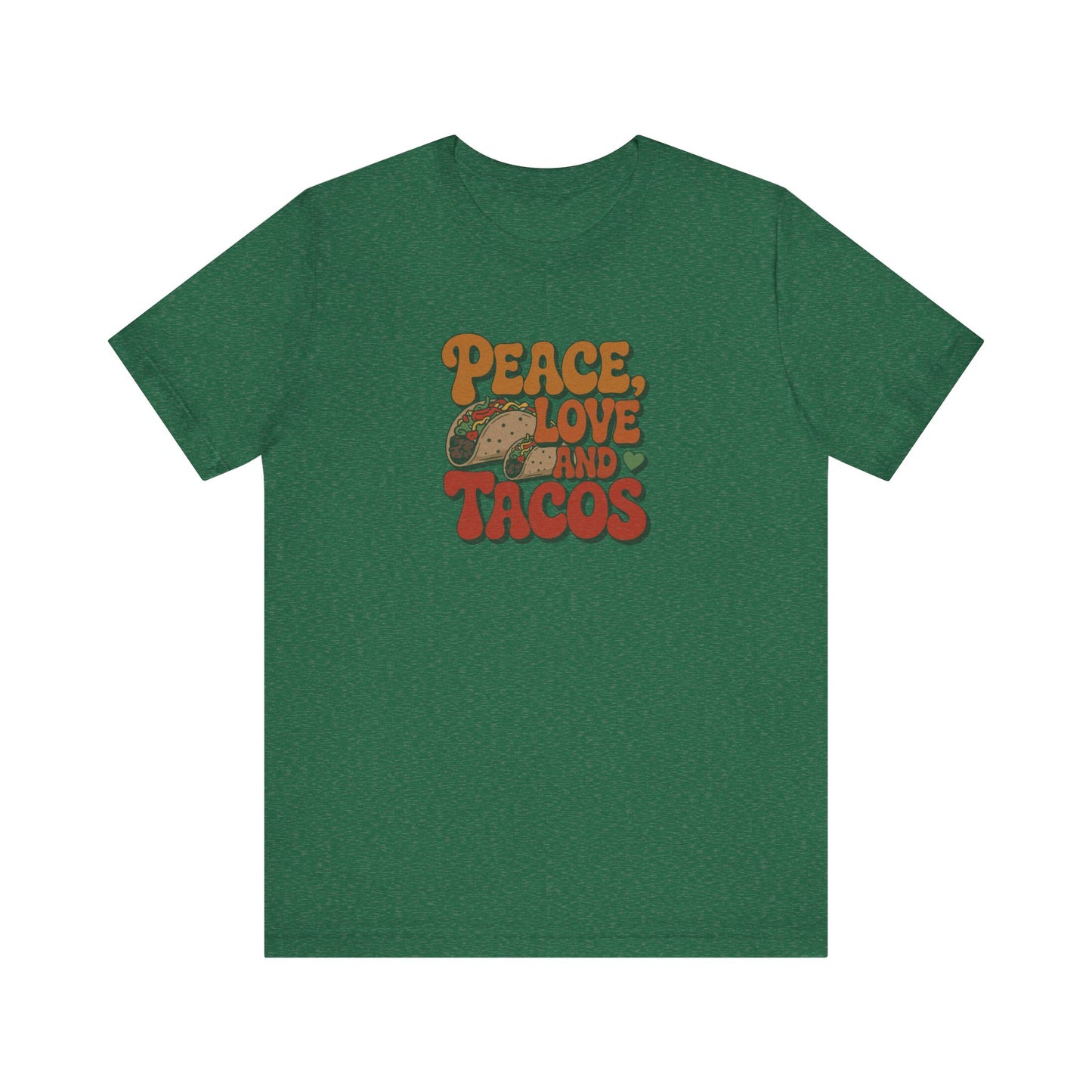 Peace, Love, and Tacos — Retro Foodie Tee (Dark)