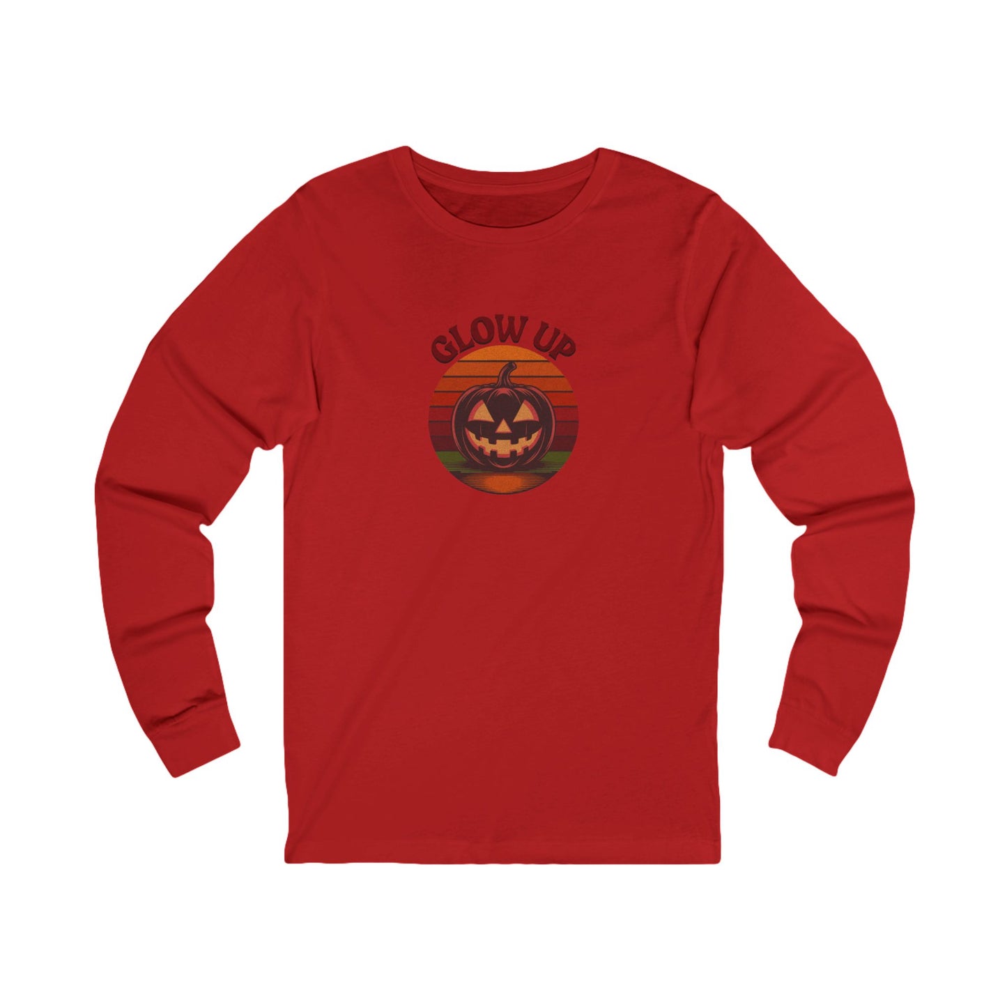 Halloween Glow Up Pumpkin — Retro Autumn Sunset Long Sleeve (Light)