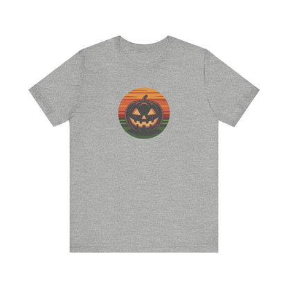 Retro Jack: Glowing Classic — Halloween Sunset Tee (Light)