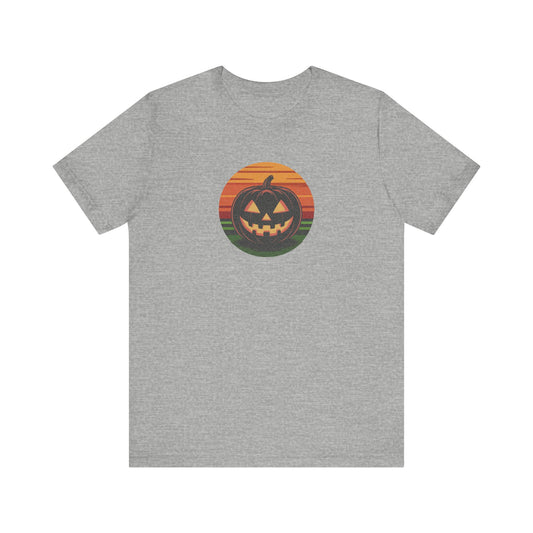 Retro Jack: Glowing Classic — Halloween Sunset Tee (Light)