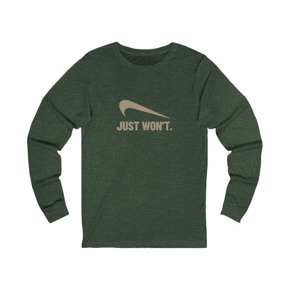 Just Won’t Athletic Parody — Retro Workout Long Sleeve (Dark)