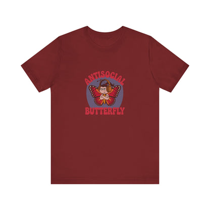 Antisocial Butterfly (Female) — Retro Workout Tee (Dark)
