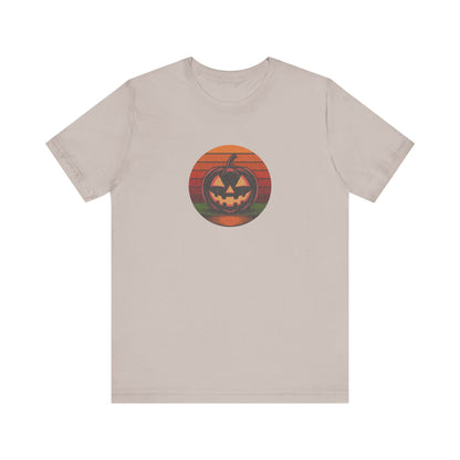 Retro Jack: Bold Grin — Halloween Sunset Tee (Light)