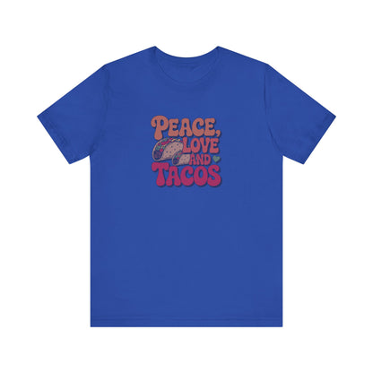 Peace, Love, and Tacos — Retro Foodie Tee (Dark)