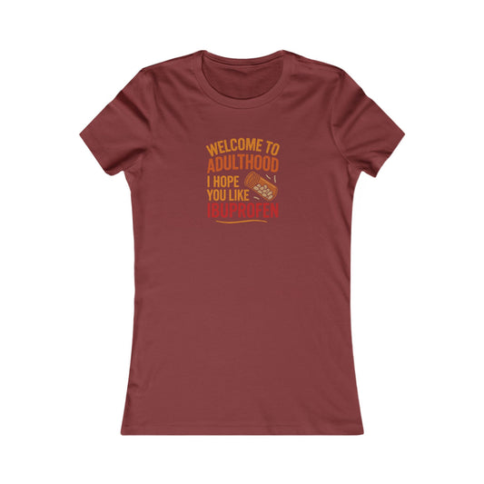 Welcome to Adulthood (Ibuprofen) — Retro Graphic Women's Tee (Dark)