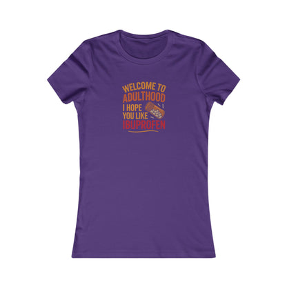 Welcome to Adulthood (Ibuprofen) — Retro Graphic Women's Tee (Dark)