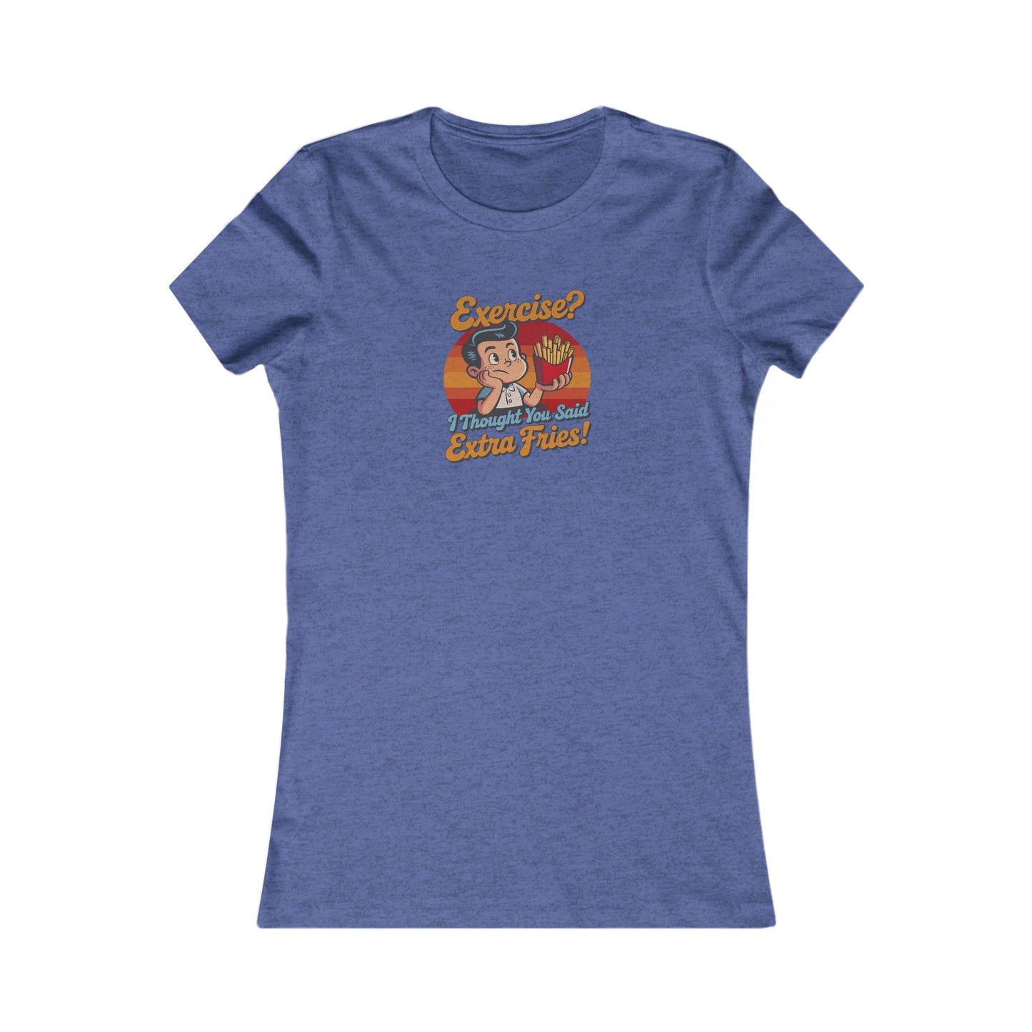 Exercise? I Thought You Said Extra Fries! — Retro Women's Tee (Dark)