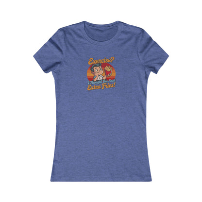Exercise? I Thought You Said Extra Fries! — Retro Women's Tee (Dark)
