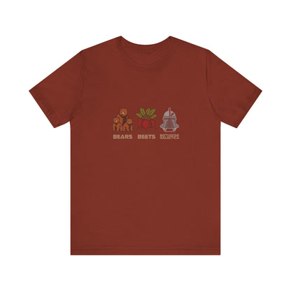 Bears, Beets, Battlestar (Captions) — Retro Tee (Dark)