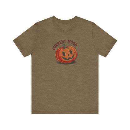 Current Mood (Cute Pumpkin) — Retro Halloween Tee (Light)