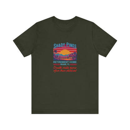 Shady Pines (Death Visits More Often Than Children) — Retro Tee (Dark)