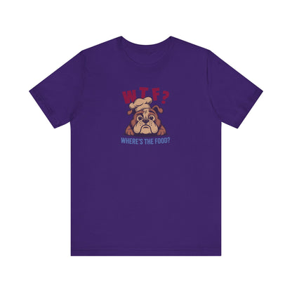 WTF? Where’s the Food? — Bulldog Chef Retro Tee (Dark)