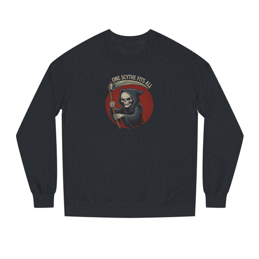 One Scythe Fits All — Grim Reaper Retro Sweatshirt (Dark)