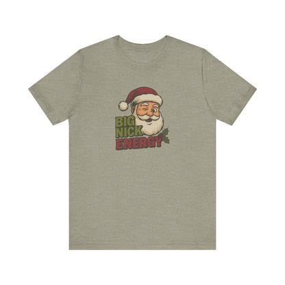 Big Nick Energy — Retro Santa Christmas Tee (Light)