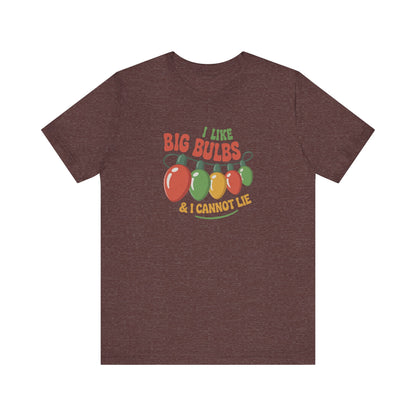 I Like Big Bulbs and I Cannot Lie — Christmas Lights Retro Tee (Dark)