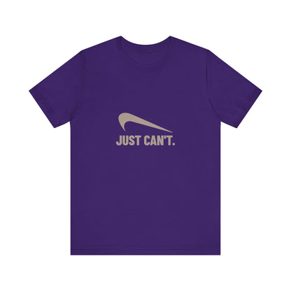 Just Can’t Athletic Parody — Retro Workout Tee (Dark)